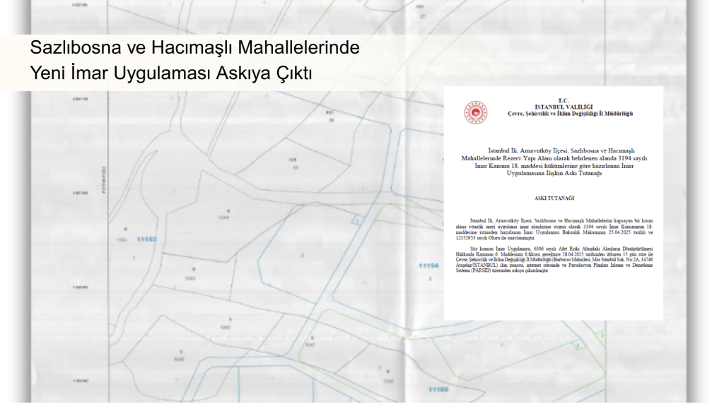 Sazlıbosna ve Hacımaşlı Mahallelerinde Yeni İmar Uygulaması Askıya Çıktı