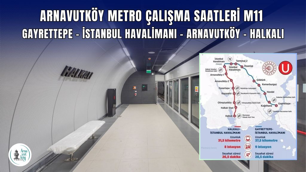 Arnavutköy Metro Çalışma Saatleri M11 / Gayrettepe – İstanbul Havalimanı – Arnavutköy – Halkalı