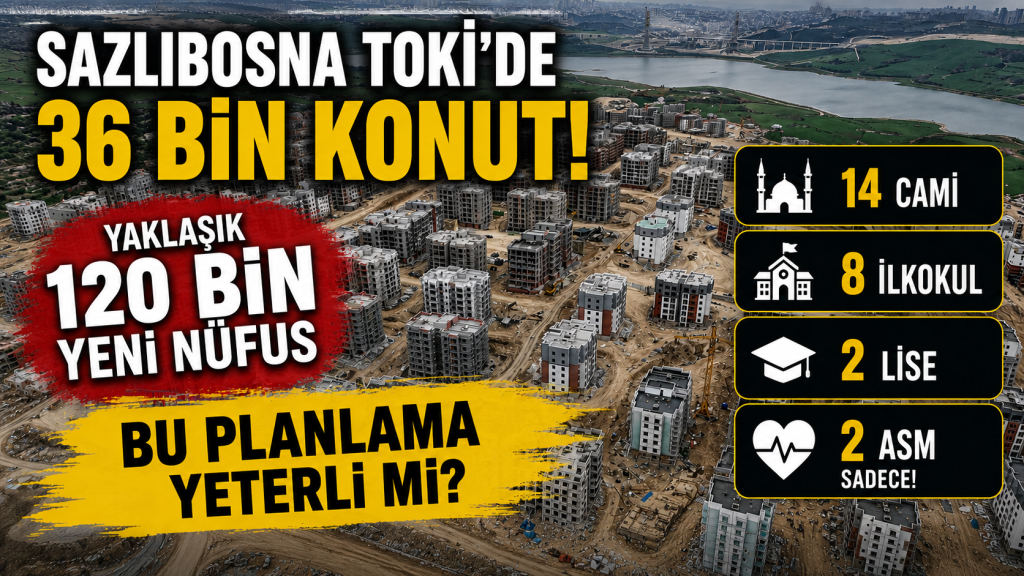 Sazlıbosna TOKİ Planları İncelendi: 36 Bin Konut, Yaklaşık 120 Bin Yeni Nüfus… Peki Sosyal Donatılar Yeterli mi?