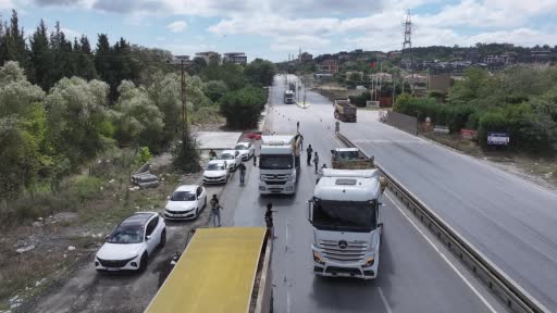 Arnavutköy’de hafriyat kamyonlarına ve beton mikserlerine denetim